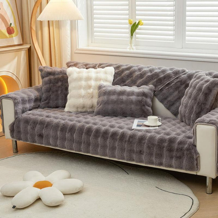 Mylovyhome - Rabbit Plush Non-Slip Sofa Cover