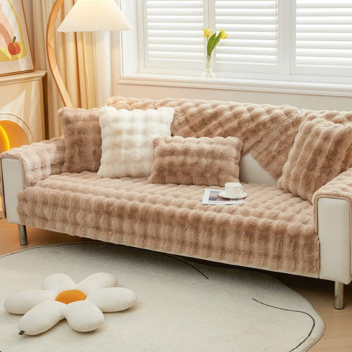 Mylovyhome - Rabbit Plush Non-Slip Sofa Cover