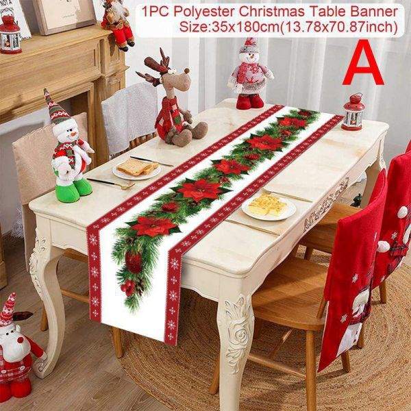 Mylovyhome Table Christmas Imitation Linen Tablecloth