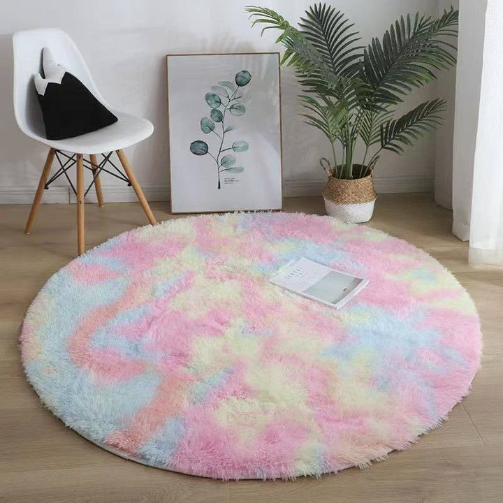 Plush Round Silk Wool Carpet