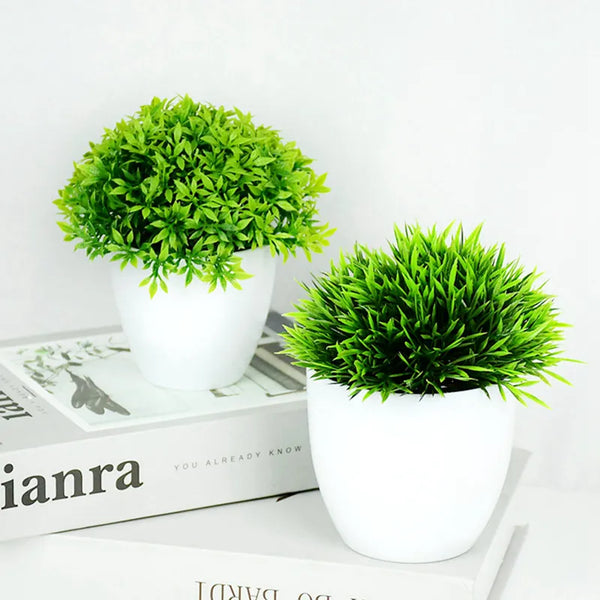 Artificial Potted Green And Colored Plants