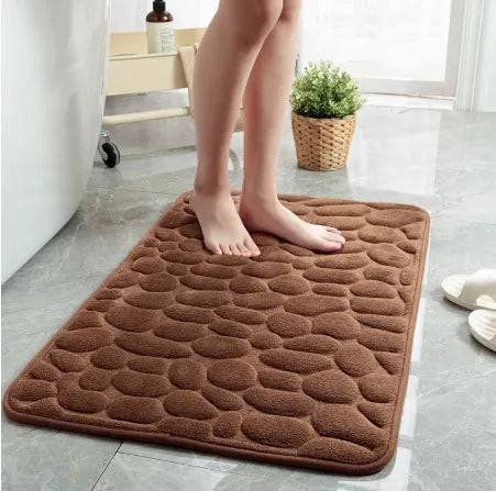 Mylovyhome Coral Fleece Embossed Stone Bathroom Mat